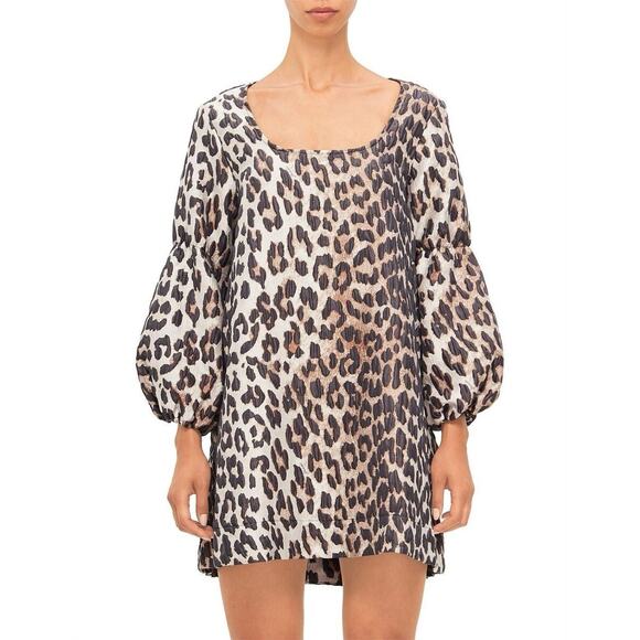 Ganni Dresses & Skirts - Gorgeous Ganni leopard mini dress Emiko Jacquard Dress Large